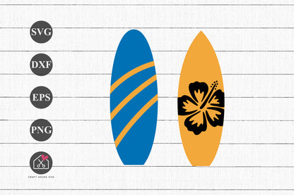 FREE Surfboard SVG Summer Hibiscus Cut Files