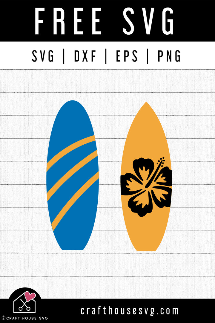 FREE Surfboard SVG Summer Hibiscus Cut Files