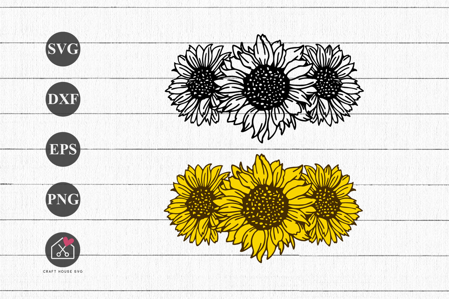 FREE Sunflower Bouquet SVG Cut Files - Craft House SVG