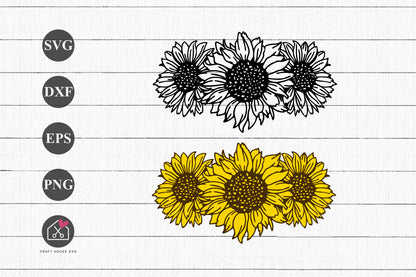 FREE Sunflower Bouquet SVG Cut Files - Craft House SVG