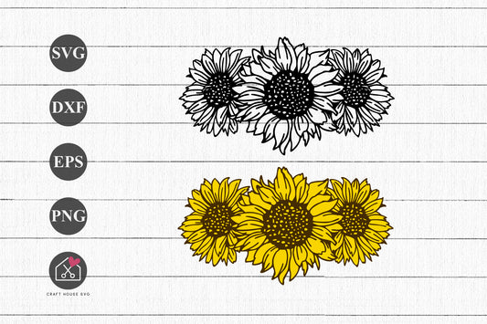 FREE Sunflower Bouquet SVG Cut Files - Craft House SVG