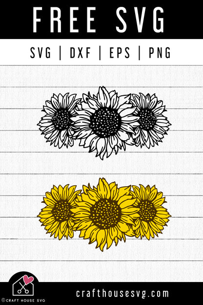 FREE Sunflower Bouquet SVG Cut Files - Craft House SVG