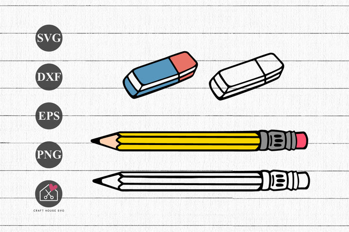 FREE Pencil and eraser SVG School Supplies Cut Files