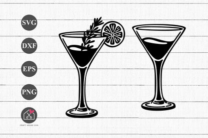 FREE Cocktail Glass With Lemon SVG Cut Files - Craft House SVG