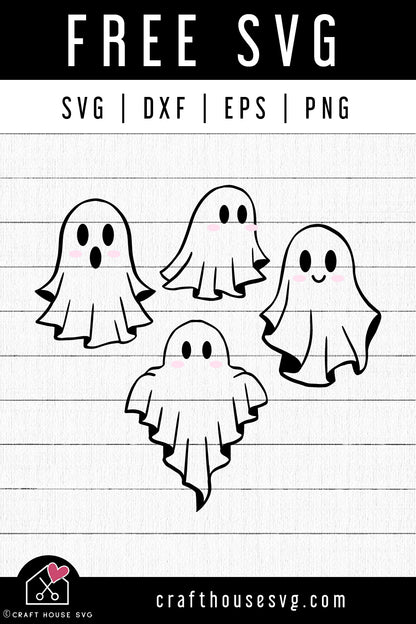 FREE Cute Ghost SVG Halloween Cut Files - Craft House SVG