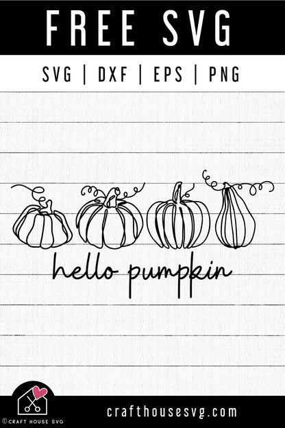 FREE Hello Pumpkin SVG Fall Autumn Cut Files FB573 - Craft House SVG