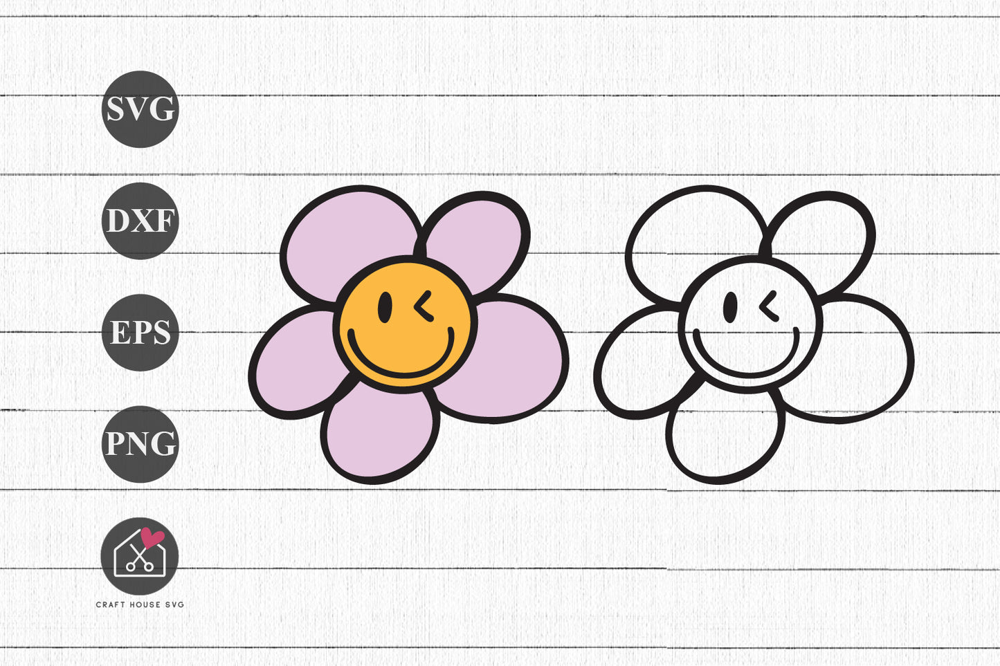 FREE Winky Face Flower SVG Cute Flower Cut Files FB574