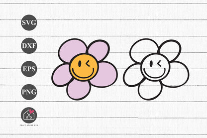 FREE Winky Face Flower SVG Cute Flower Cut Files FB574