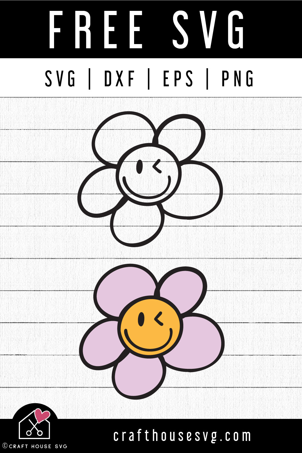 FREE Winky Face Flower SVG Cute Flower Cut Files FB574