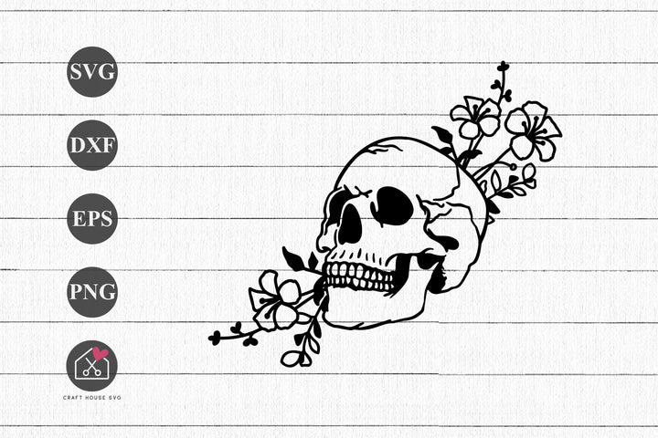 FREE Floral Skull SVG Halloween Cut Files FB576