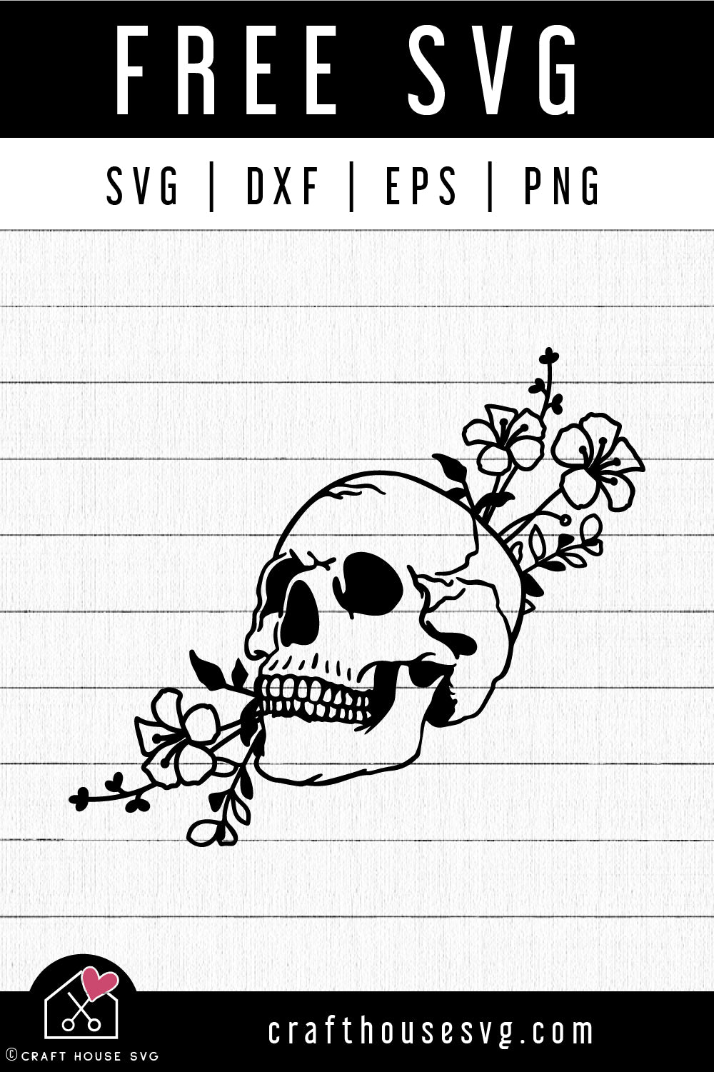 FREE Floral Skull SVG Halloween Cut Files FB576 - Craft House SVG