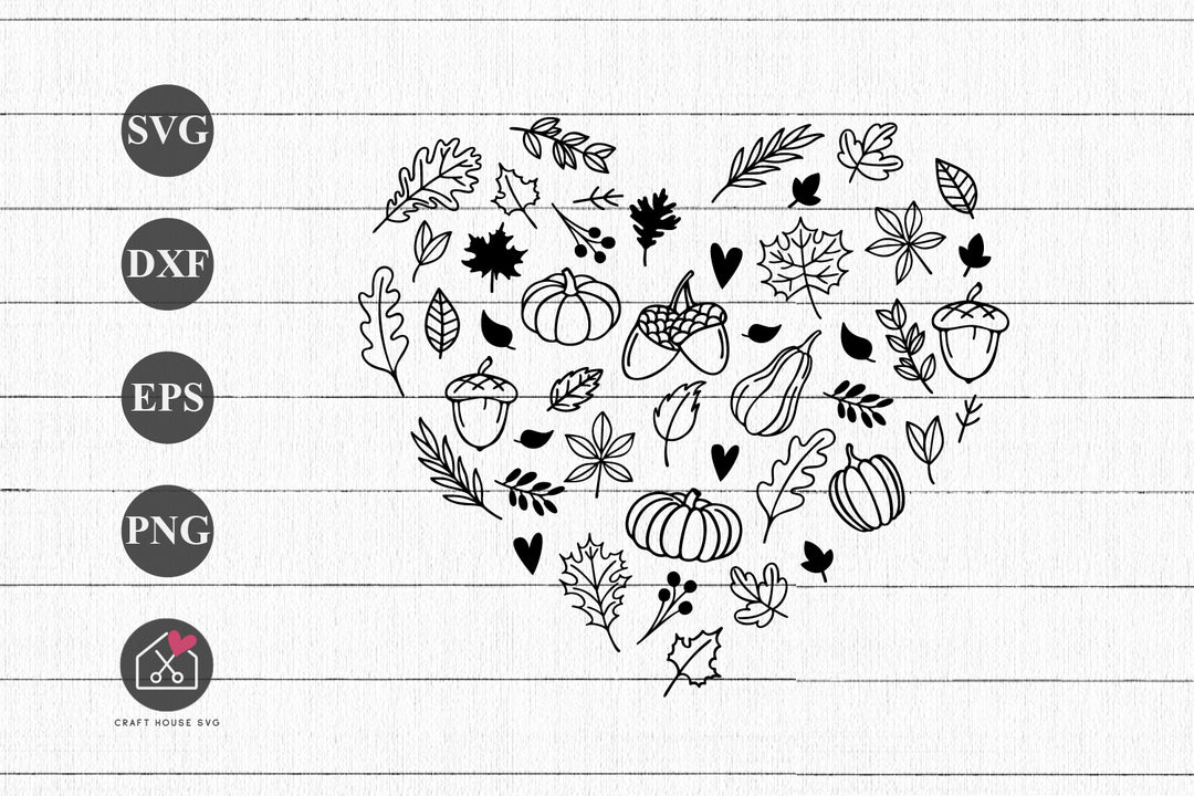FREE Fall Autumn Heart SVG Fall Autumn Icons Cut Files FB578