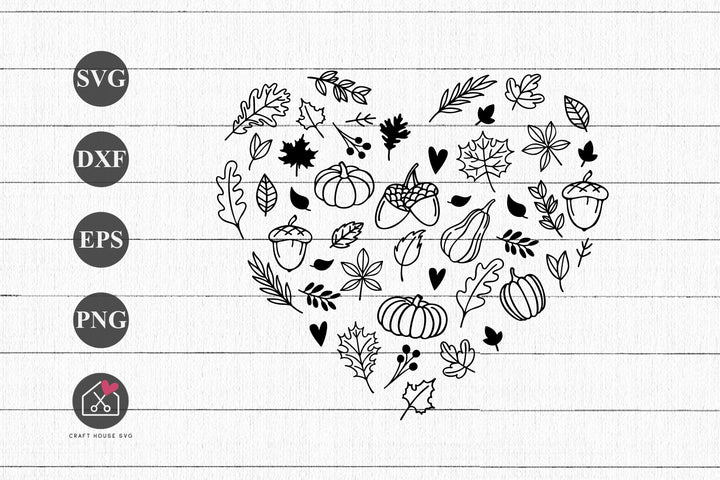 FREE Fall Autumn Heart SVG Fall Autumn Icons Cut Files FB578