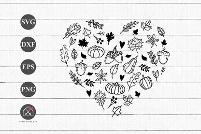FREE Fall Autumn Heart SVG Fall Autumn Icons Cut Files FB578 - Craft House SVG