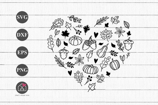FREE Fall Autumn Heart SVG Fall Autumn Icons Cut Files FB578 - Craft House SVG