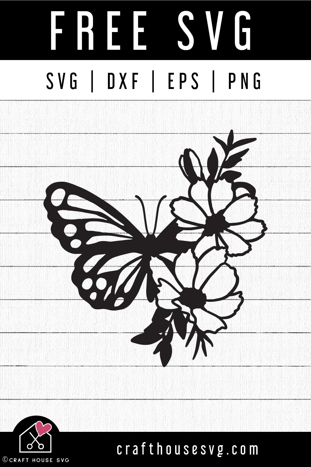 FREE Floral Butterfly SVG Cut Files - Craft House SVG