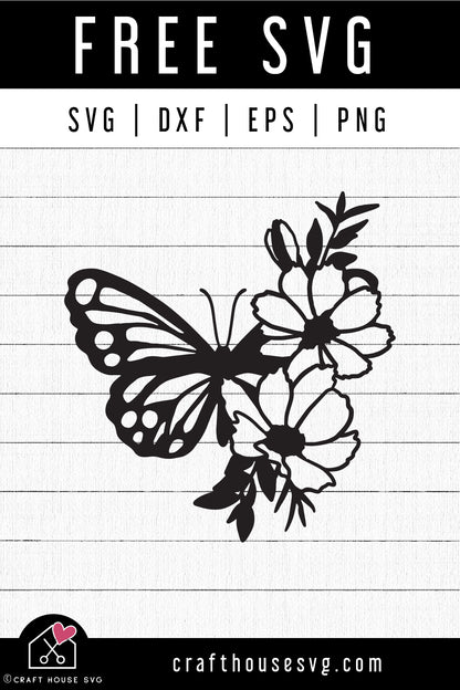 FREE Floral Butterfly SVG Cut Files - Craft House SVG