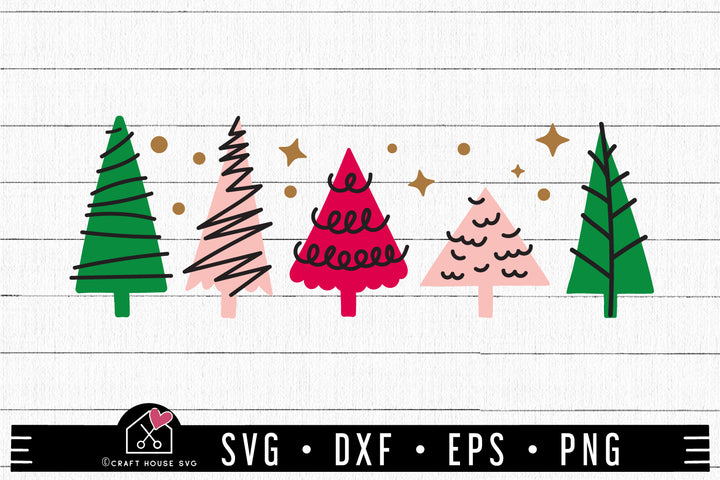 FREE Cute Minimal Christmas Trees SVG Christmas Shirt Cut Files