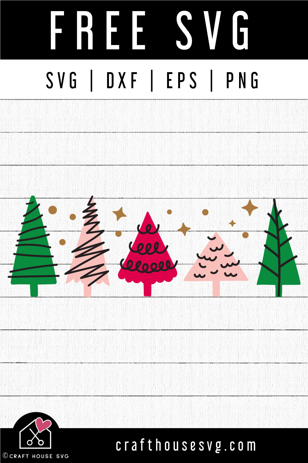 FREE Cute Minimal Christmas Trees SVG Christmas Shirt Cut Files