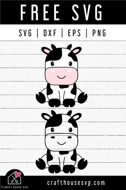 FREE Cute Cow SVG Cut Files - Craft House SVG