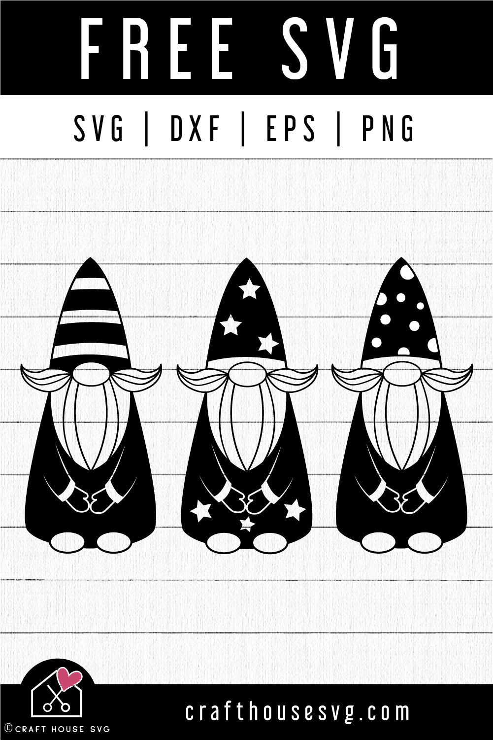 FREE Gnomes SVG Gnome Black and White Cut Files - Craft House SVG