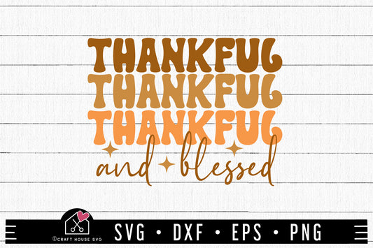 FREE Thankful and Blessed SVG Retro Thanksgiving Shirt Cut Files