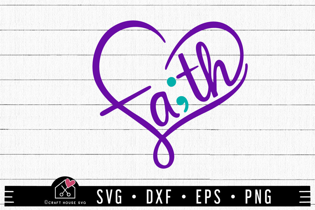 FREE Faith Heart Suicide Prevention Semicolon SVG Awareness Cut Files