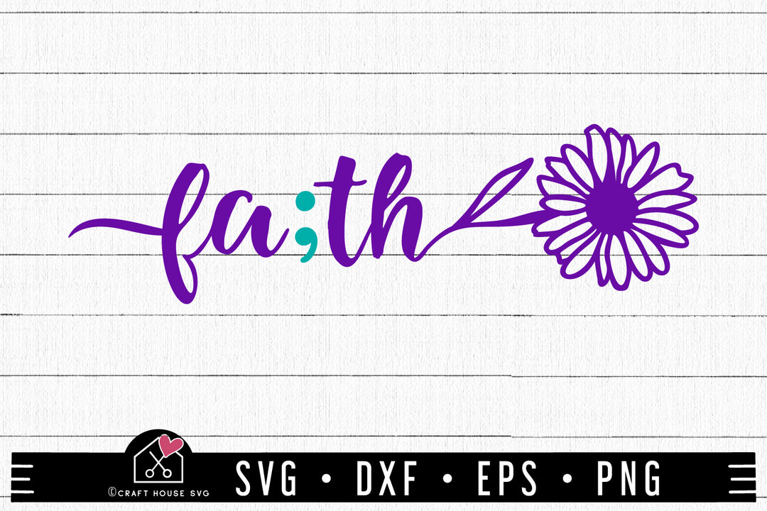 FREE Flower Faith Suicide Prevention Semicolon SVG Awareness Cut Files