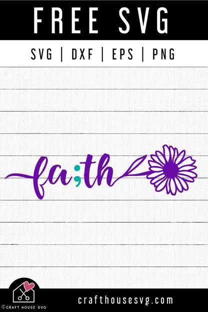 FREE Flower Faith Suicide Prevention Semicolon SVG Awareness Cut Files