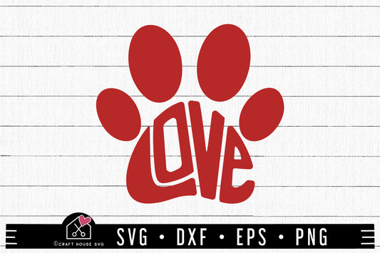 FREE Love Paw SVG Cat Dog Pet Valentine Cut Files