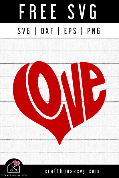 FREE Love Heart Word Art SVG Valentine's Day Cut Files - Craft House SVG