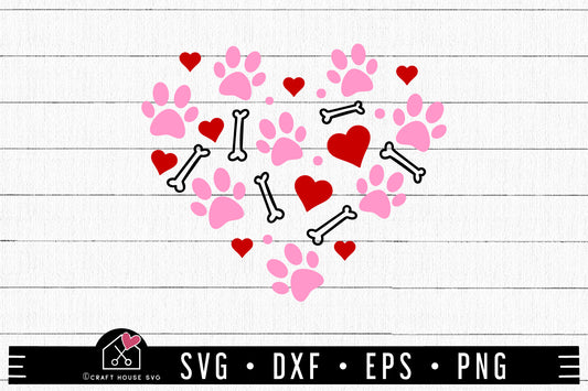 FREE Paw Heart Doodles SVG Valentine's Day Cat Dog Pet Pattern Cut Files