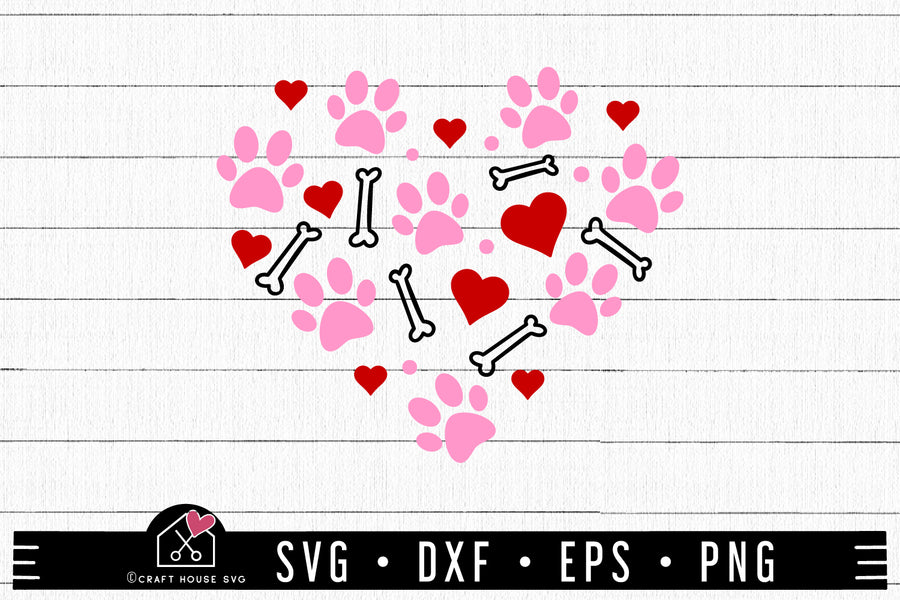 FREE Paw Heart Doodles SVG Valentine's Day Cat Dog Pet Pattern Cut Files
