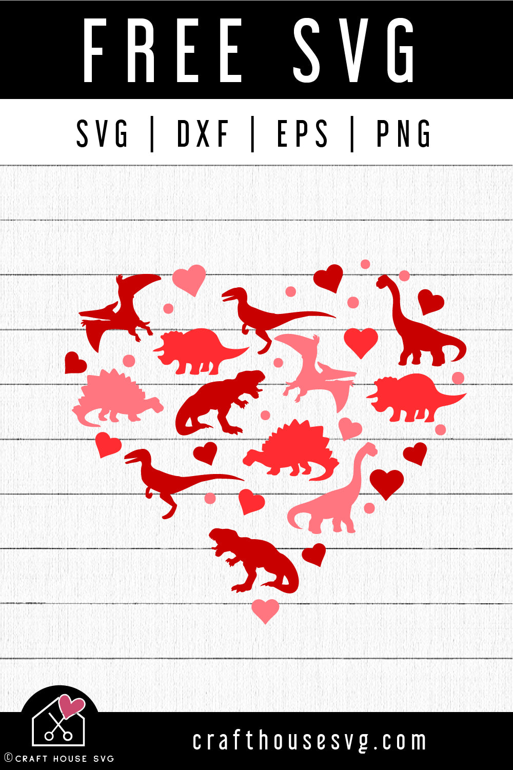 FREE Dinosaur Heart Doodles SVG Kids Valentine's Day Shirt Cut Files - Craft House SVG