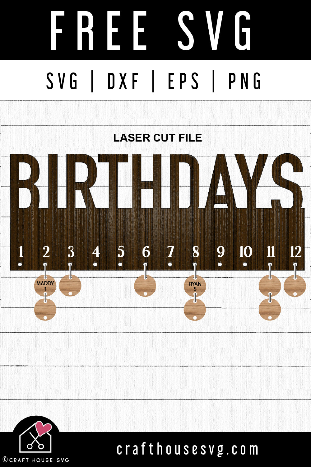 FREE Birthday Calendar SVG Laser Cut Files - Craft House SVG