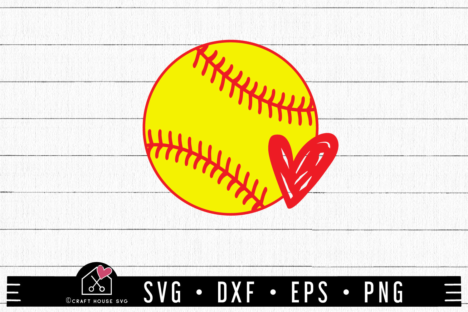 FREE Softball Sketch Heart SVG Shirt Cut Files - Craft House SVG