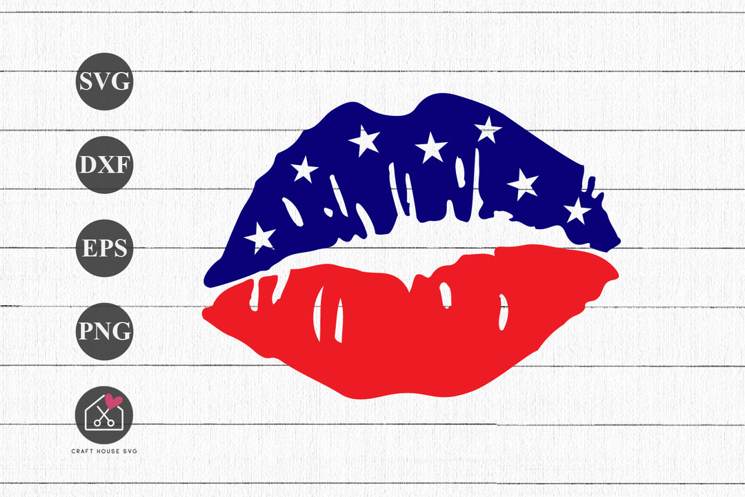 Patriotic Kissing Lips SVG 4th of July Cut File