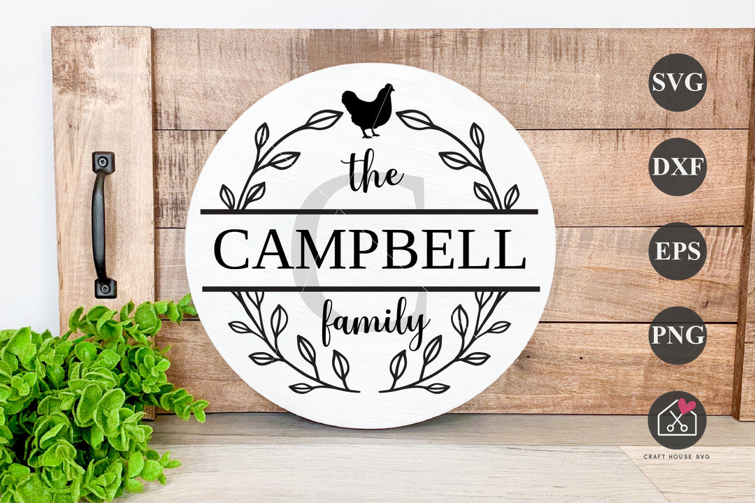Family Monogram SVG Farmhouse Kitchen Signs Cut File