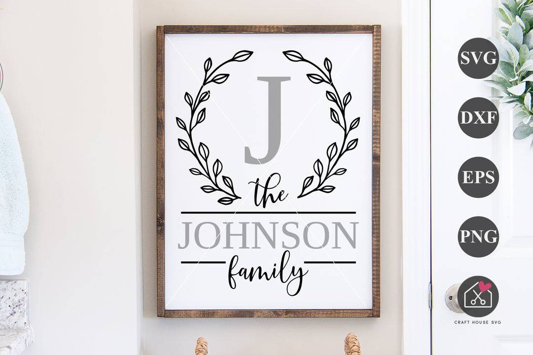 Family Monogram SVG Round Sign cut file