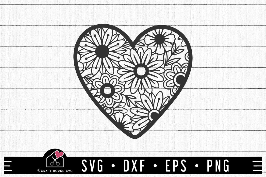 Heart SVG file | Floral heart mandala SVG MF95