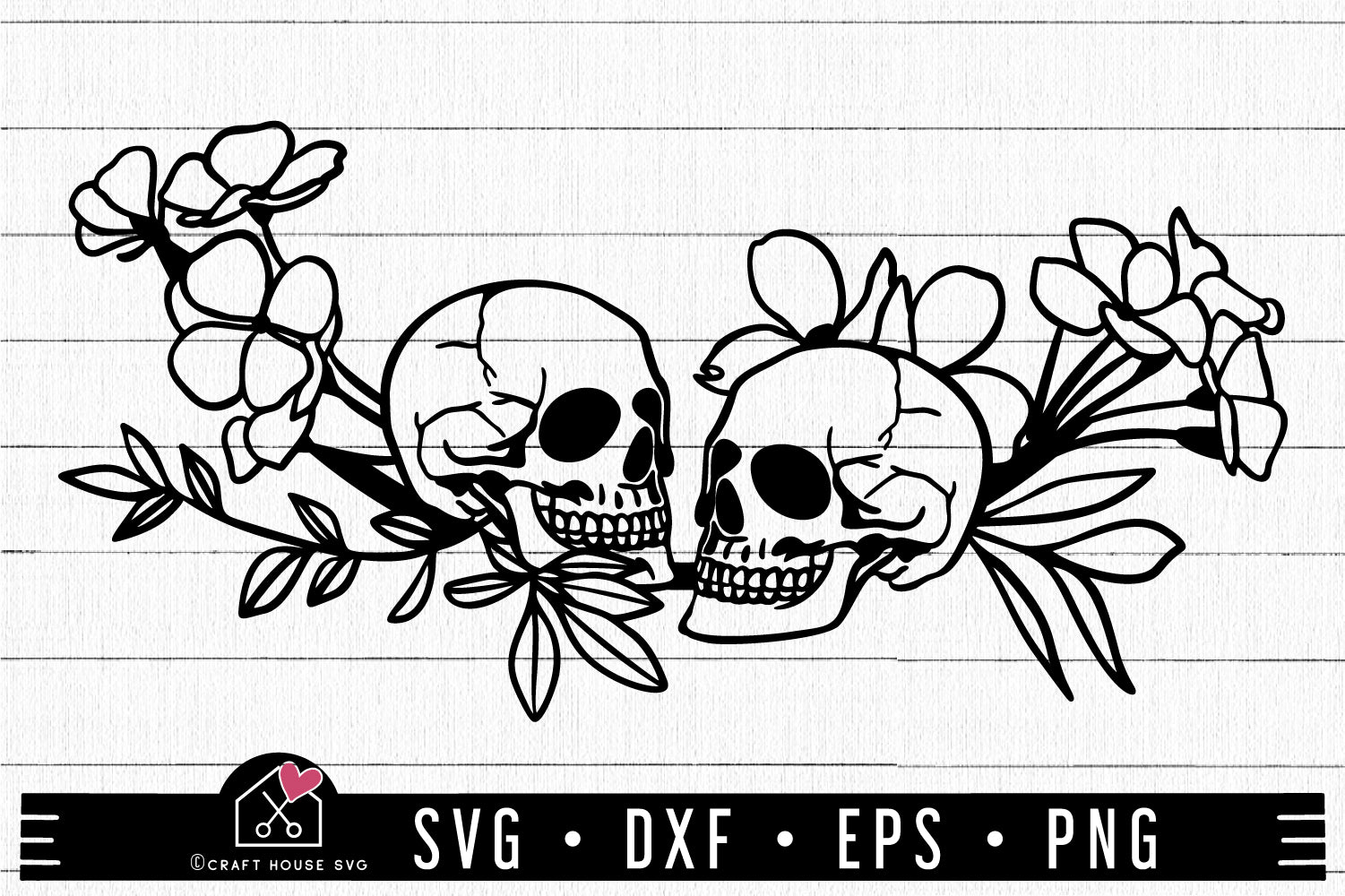 Floral Skull Bouquet SVG Halloween Cut File