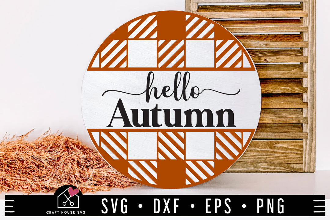 Hello Autumn SVG Fall Round Sign Cut File