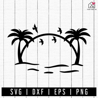 FREE Beach Sunset SVG Summer Cut File | FB449 - Craft House SVG