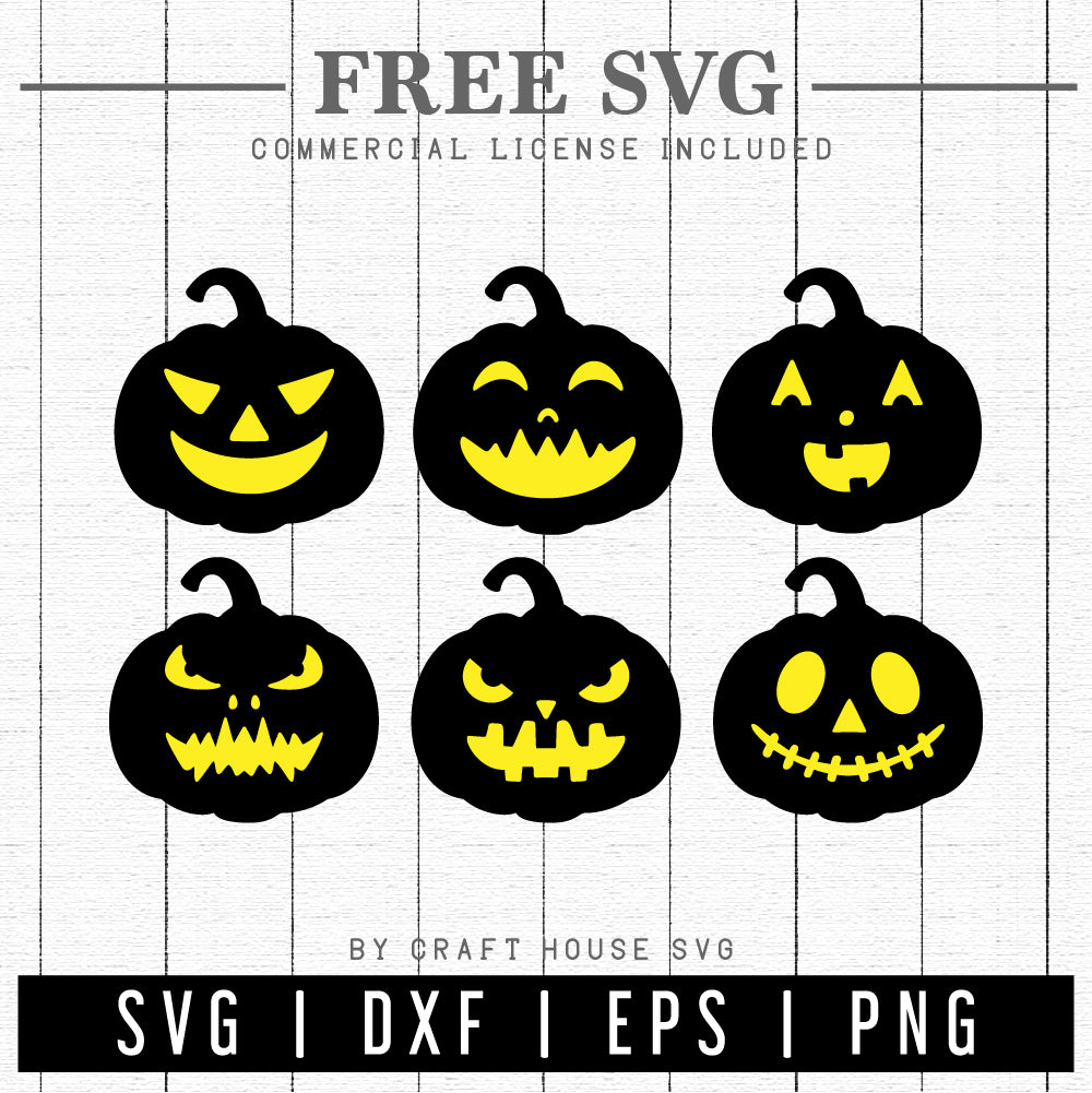 FREE Pumpkin Faces SVG | FB154 - Craft House SVG