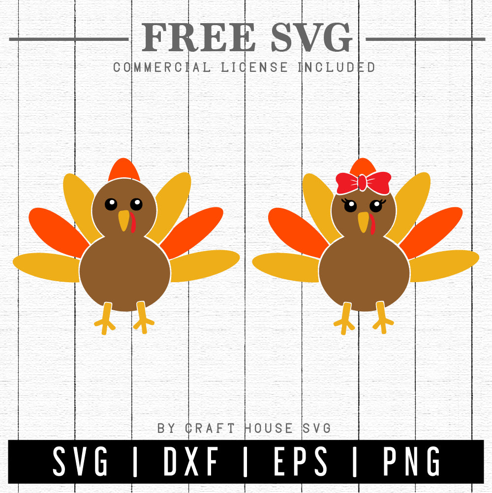 FREE Cute Turkey SVG | FB166 - Craft House SVG