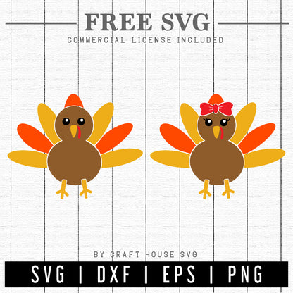 FREE Cute Turkey SVG | FB166 - Craft House SVG
