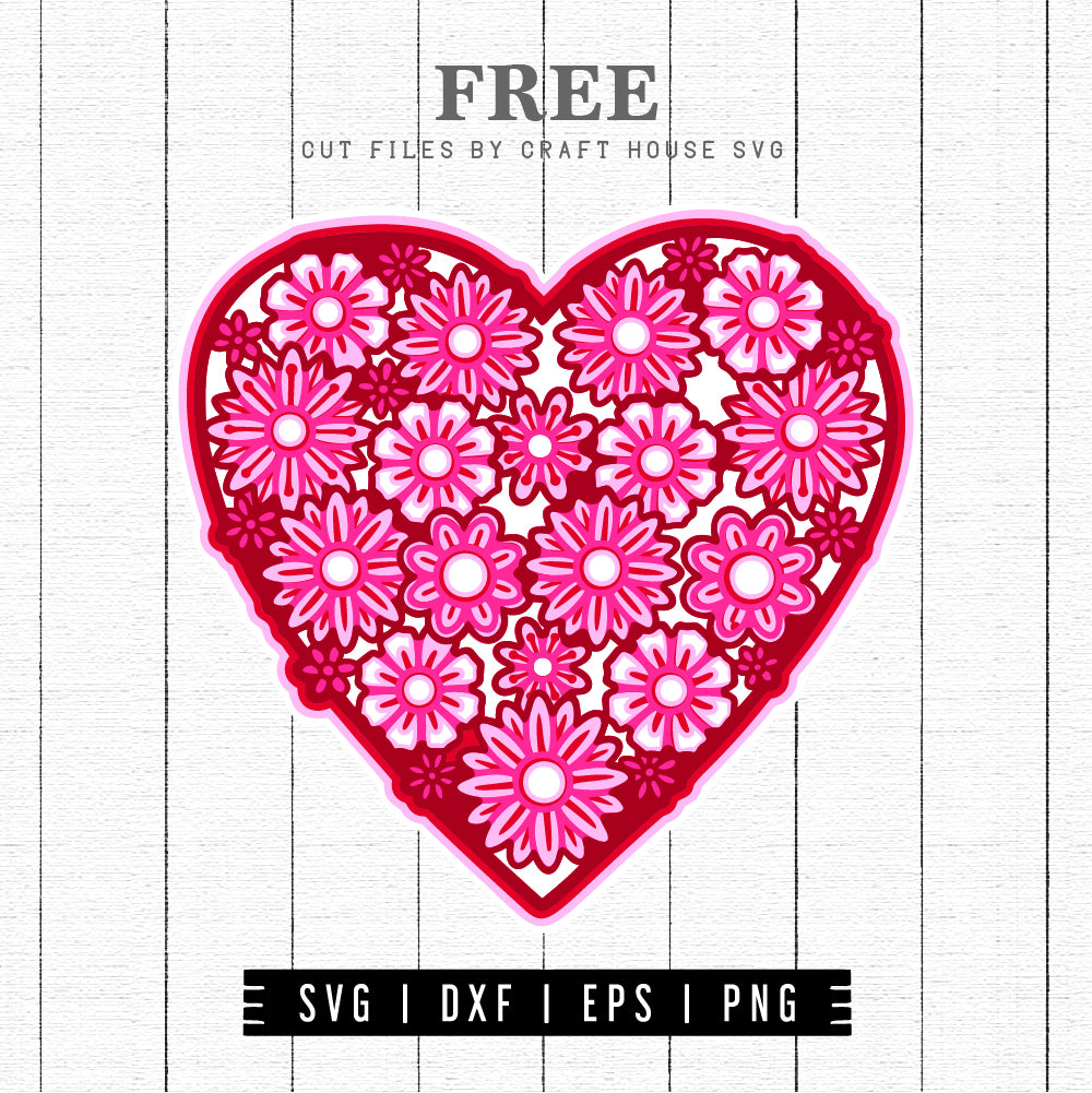 FREE 3D Floral Heart Mandala SVG file | Valentine SVG | FB174 - Craft House SVG