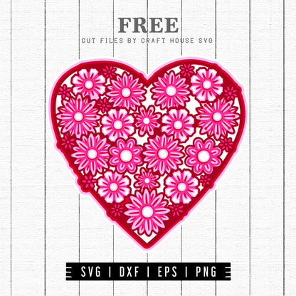 FREE 3D Floral Heart Mandala SVG file | Valentine SVG | FB174 - Craft House SVG