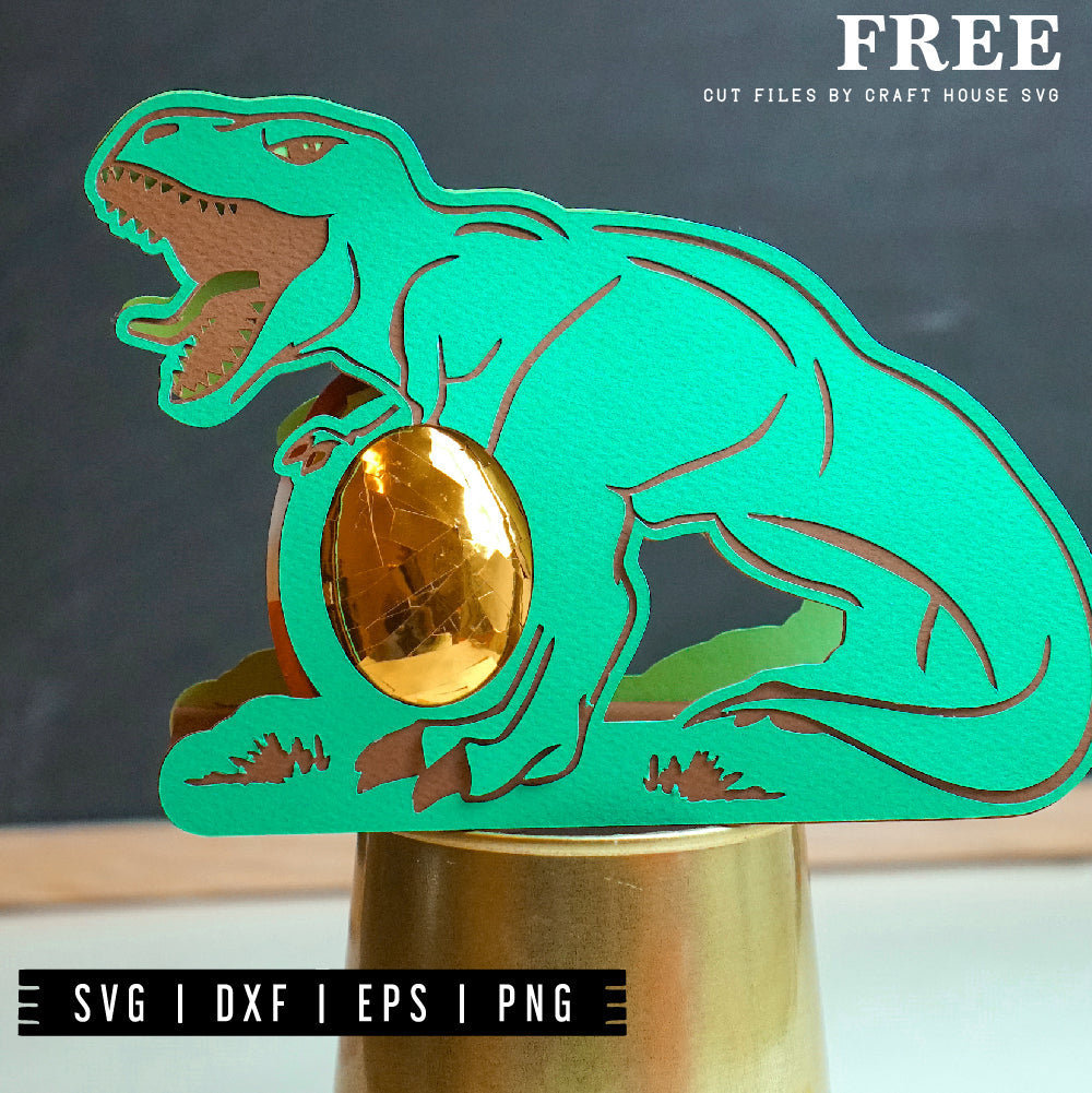 FREE T-rex egg holder SVG file | Dinosaur Egg holder SVG | FB178 - Craft House SVG