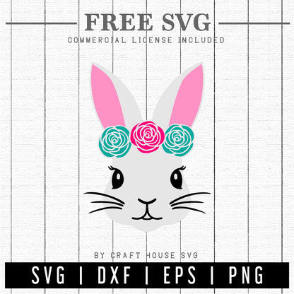 FREE Easter Bunny Floral SVG file | Easter SVG | FB180 - Craft House SVG